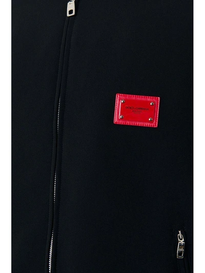 Shop Dolce & Gabbana Black Bomber Jacket With Contrasting Color Edges