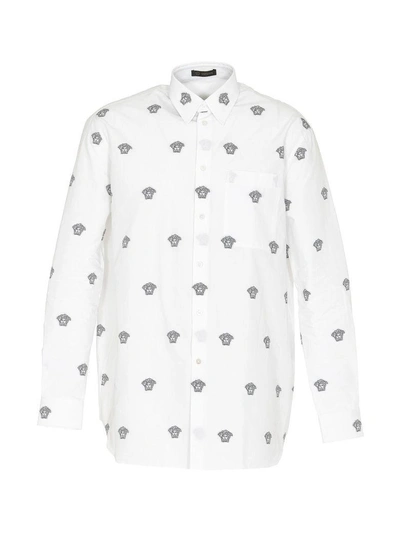 Shop Versace Logo Shirt In Black White