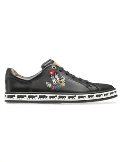 Shop Bally Animal Anistern Leather Low-top Trainers In Black