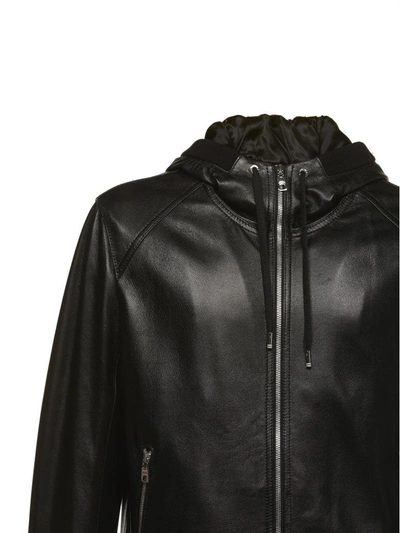 Shop Dolce & Gabbana Logo Leather Jacket In Black