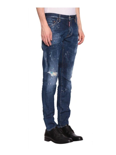 Shop Dsquared2 Cool Guy Cotton Denim Jeans In Blu