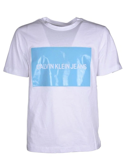Shop Calvin Klein Jeans Est.1978 Vinyl Box Logo Tee In Bright White