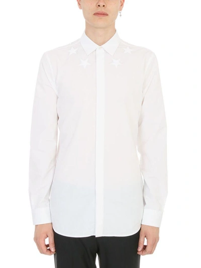 Shop Givenchy Star Embroidered White Black Shirt