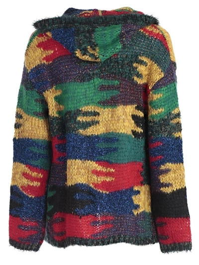 Shop Saint Laurent Hooded Cardigan In Multicolor