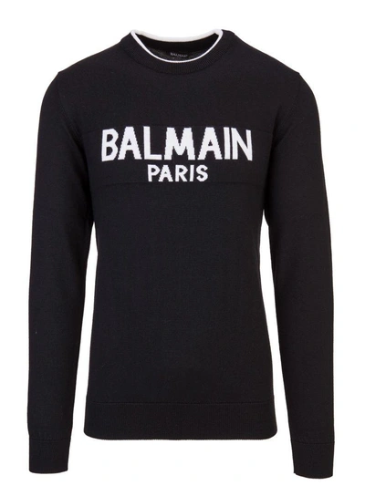 Shop Balmain Paris Sweater In Nero Bianco