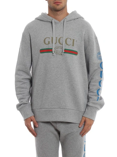 Shop Gucci Logo Sweatshirt In Medium Grey-multicol