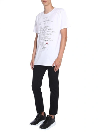 Shop Alexander Mcqueen Round Collar T-shirt In Bianco