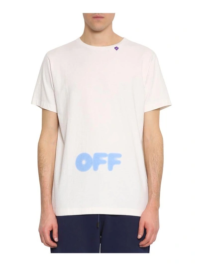 Shop Off-white Blurred Off Cotton T-shirt In Bianco