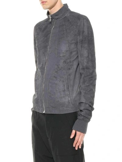 Shop Rick Owens Leather Jacket In Iron