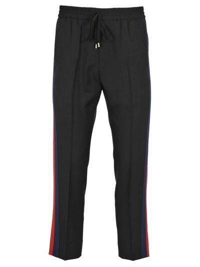 Shop Gucci Pants Side Web In Black + Web