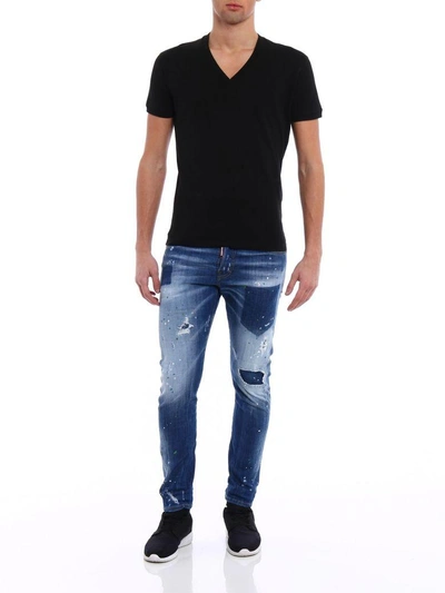 Shop Dsquared2 V Neck Basic T-shirt In Black