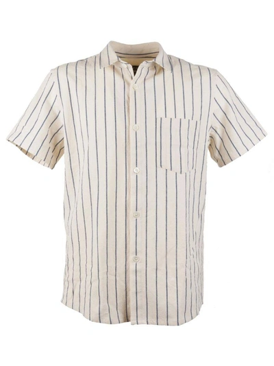 Shop A.p.c. Bryan S-s Shirt In Panna-blu