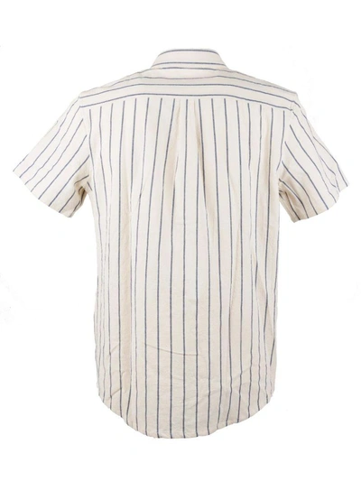 Shop A.p.c. Bryan S-s Shirt In Panna-blu