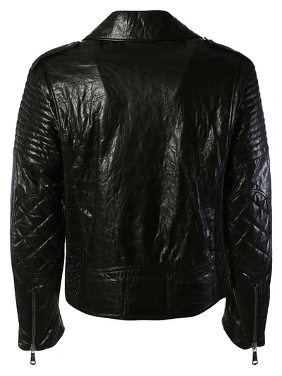 Shop Gucci Padded Elbow Biker Jacket In Black