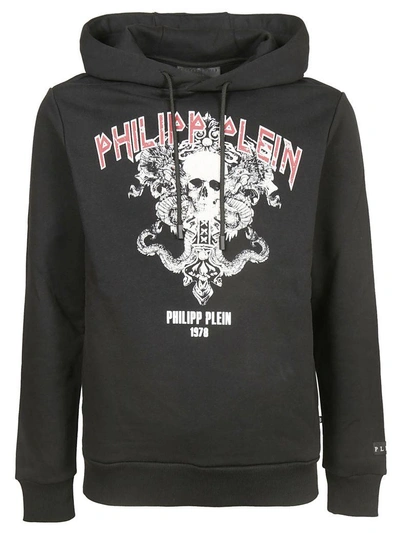 Shop Philipp Plein Printed Logo Hoodie In Nero