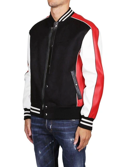 Shop Alexander Mcqueen Stripe Trim Bomber In Multicolor