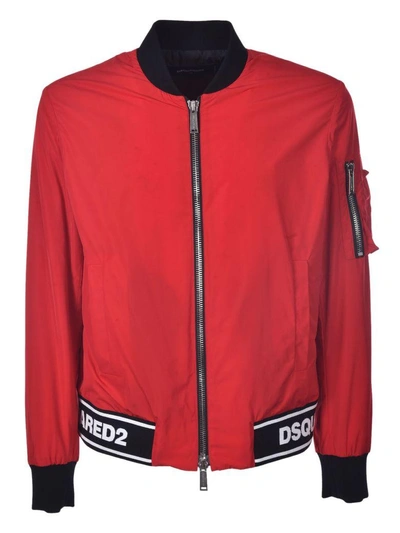 Shop Dsquared2 Logo Bomber In Red