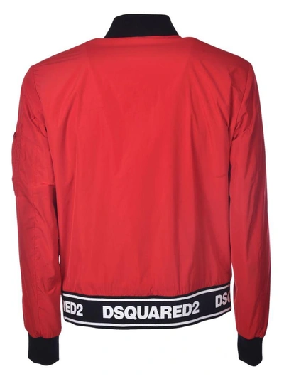 Shop Dsquared2 Logo Bomber In Red