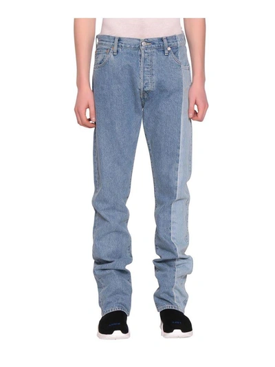 Shop Vetements Side Panel Cotton Denim Jeans In Blu