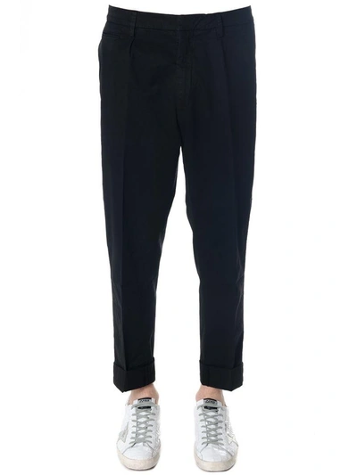 Shop Dondup Frankie Stretch Cotton Trousers In Black