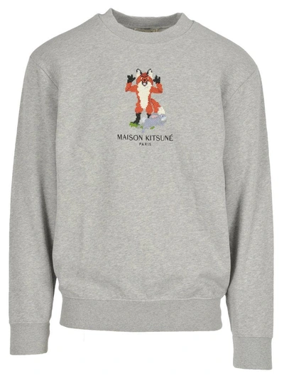 Shop Maison Kitsuné Maison Kitsune Fox In Grey