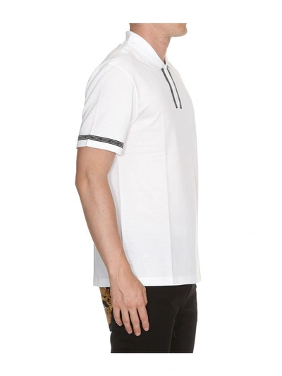 Shop Versace Cotton Polo Shirt In White