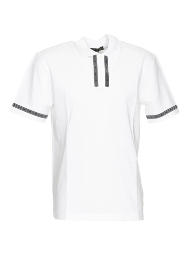 Shop Versace Cotton Polo Shirt In White