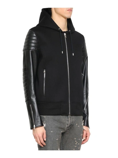 Shop Givenchy Neoprene And Leather Jacket In Nero