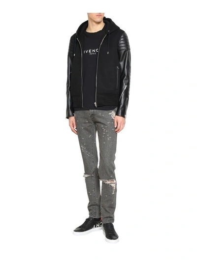 Shop Givenchy Neoprene And Leather Jacket In Nero