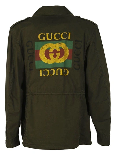 Shop Gucci Feel Fake Jacket In Military Green Multi