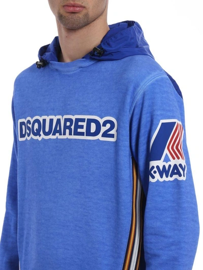 Shop Dsquared2 K-way Hoodie In Light Blue