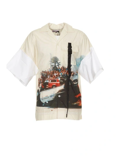 Shop Palm Angels Riot Hawaii Shirt In Off White