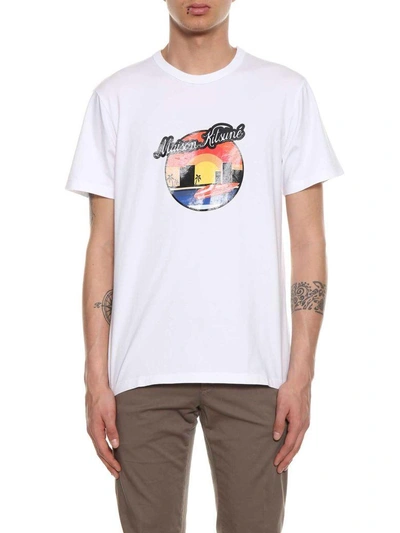 Shop Maison Kitsuné Sunset Print T-shirt In White