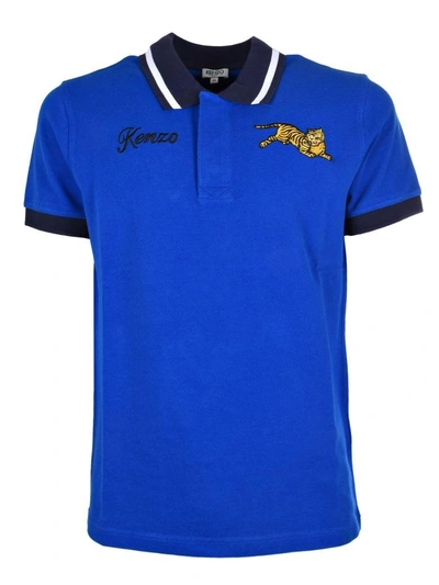 Shop Kenzo Jumping Tiger Polo Shirt In Bleu France