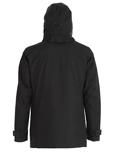 Shop Herno Hooded Zip Coat In Black