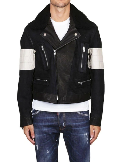 Shop Maison Margiela Zip-up Biker Jacket In Black