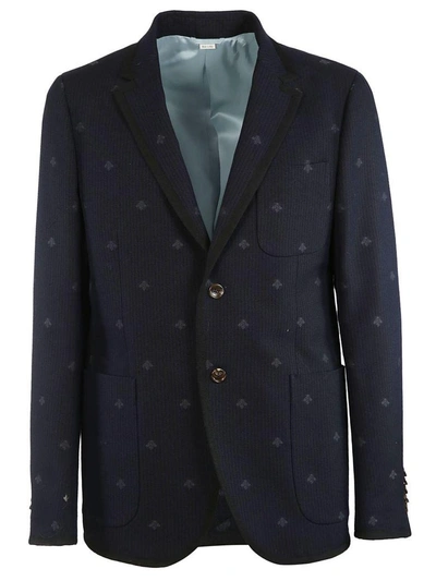Shop Gucci Monaco Striped Jacket In Blue