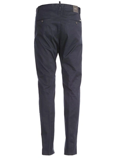 Shop Dsquared2 Cropped Chino Trousers In Navy Blue