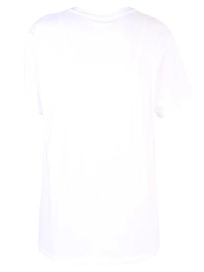 Shop Burberry White Embroidered T-shirt