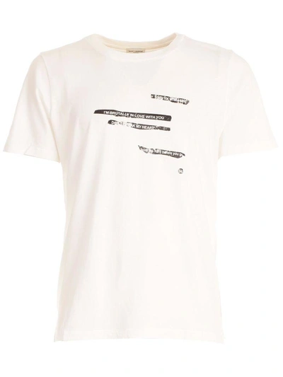 Shop Saint Laurent Printed T-shirt In Natural Black