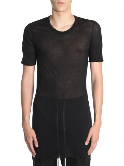 Shop Rick Owens Round Collar T-shirt In Nero