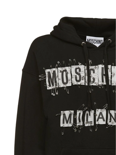 Shop Moschino Fleece In Nero Bianco