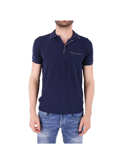 Shop Kangra Cotton Blend Polo Shirt In Navy Blue