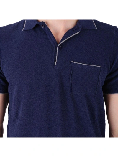Shop Kangra Cotton Blend Polo Shirt In Navy Blue