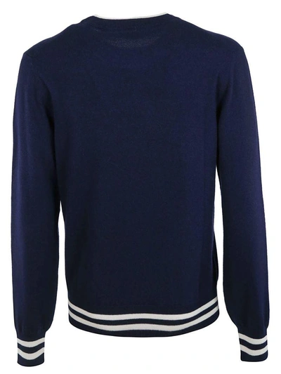 Shop Dolce & Gabbana Stripe Trim Sweater In Blue