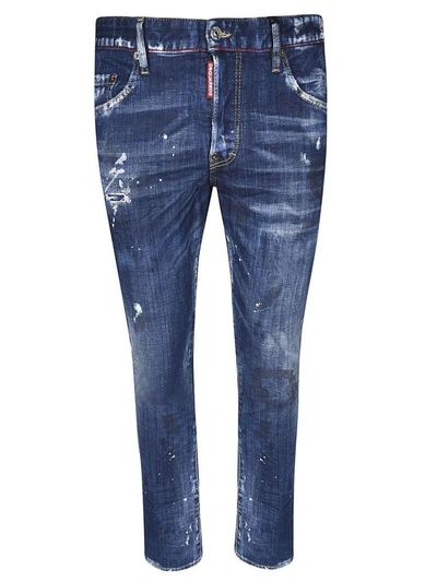 Shop Dsquared2 Distressed Skater Jeans In Azzurro Medio
