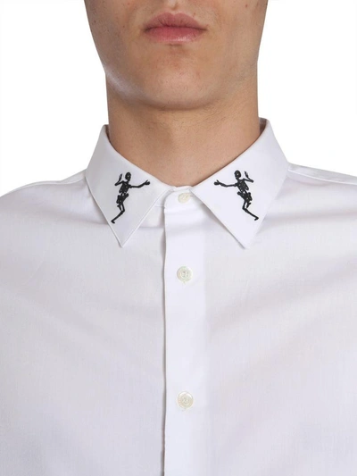 Shop Alexander Mcqueen Shirt With Dancing Skeleton Embroidery In White