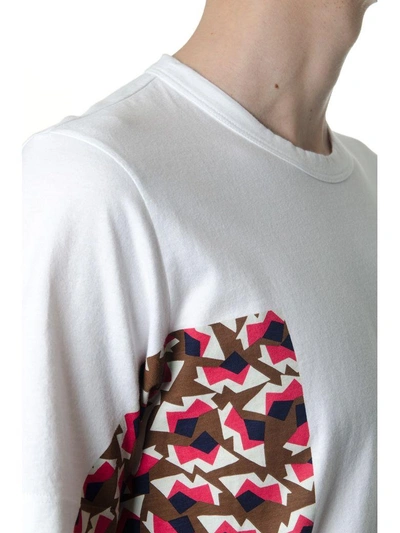 Shop Marni White & Red Color Block T-shirt In White/red