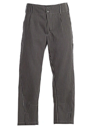 Shop Ann Demeulemeester Ann Demeulemester Striped Print Trousers In Black Beige