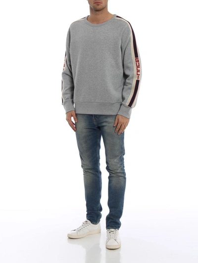 Shop Gucci Logo Sweatshirt In Medium Grey-milk-red